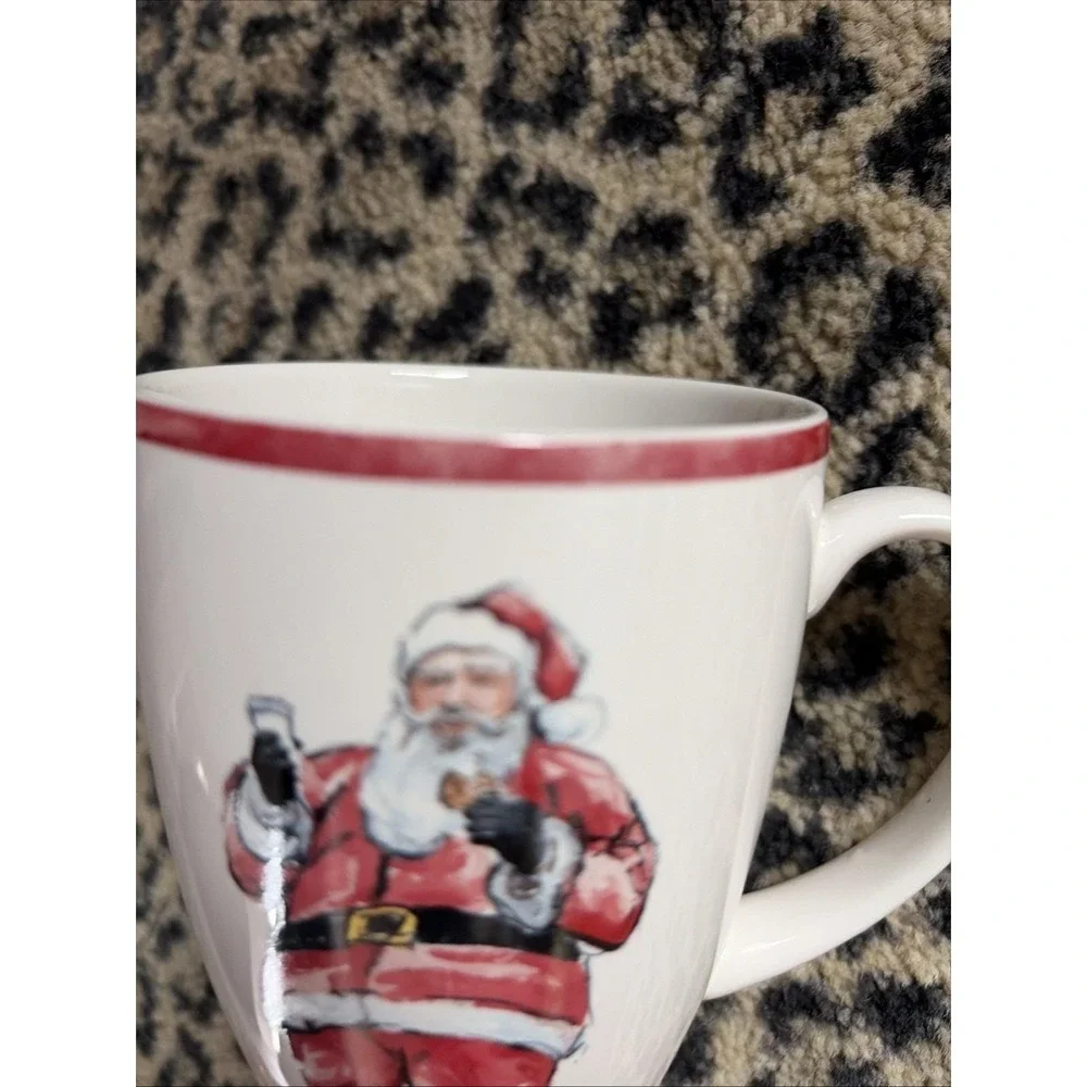 Pottery‎ Barn painted Santa Claus Discontinued Tea Mug Cookies Milk Replacement